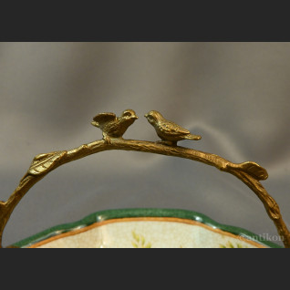 Patera łączka z ptaszkami porcelana z brązem 