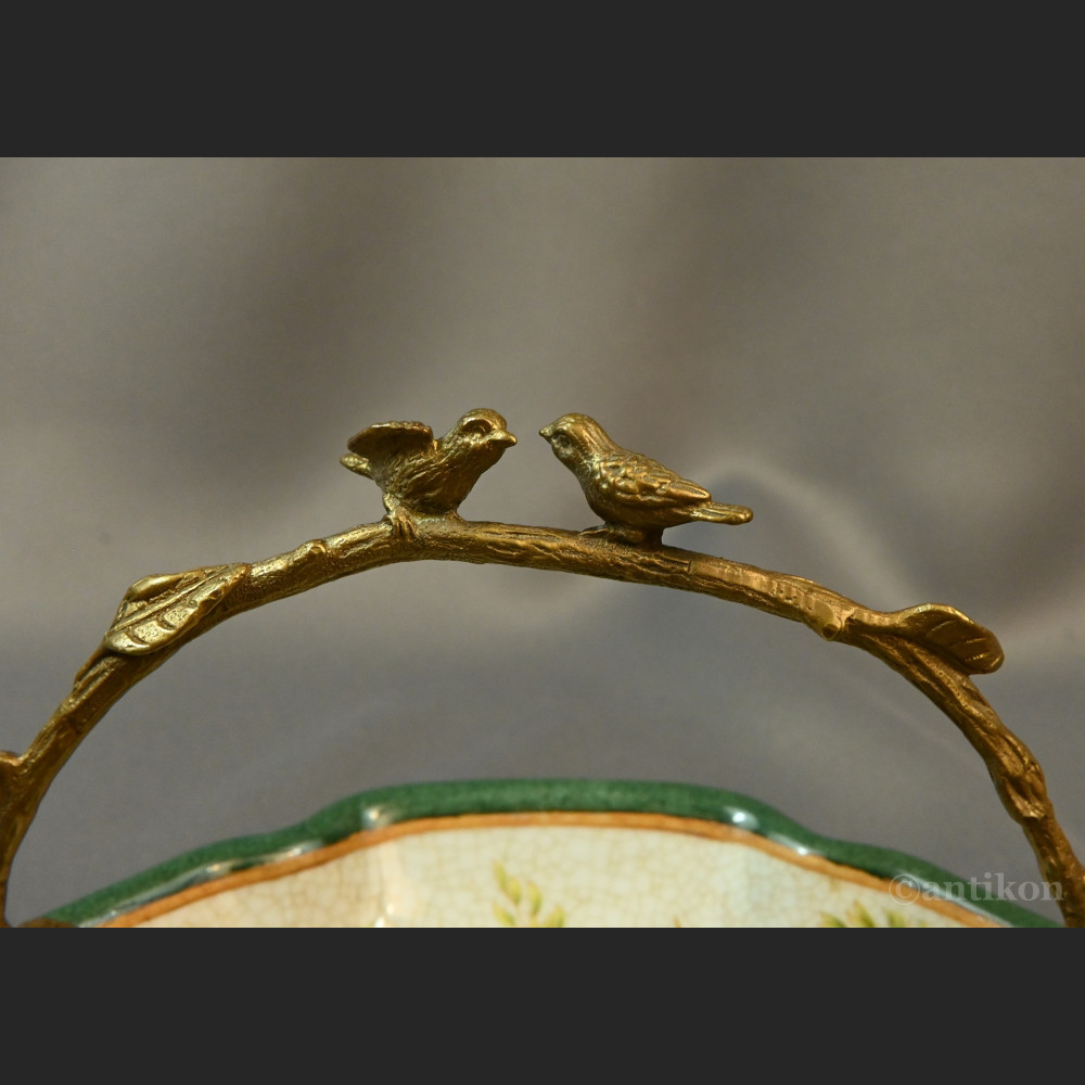 Patera łączka z ptaszkami porcelana z brązem 