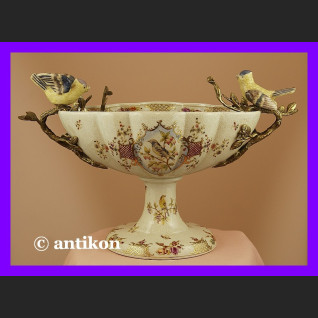 Królewska ogromna patera z ptaszkami porcelana