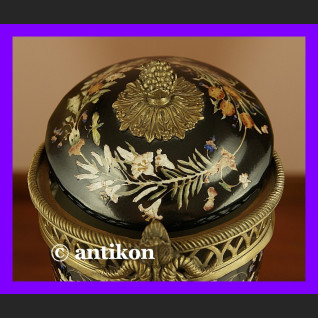 Ręcznie malowana waza potpourri z brązem  Ręcznie malowana waza potpourri z brązem