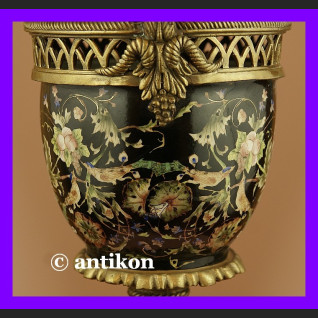 Ręcznie malowana waza potpourri z brązem  Ręcznie malowana waza potpourri z brązem