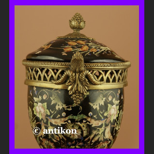 Ręcznie malowana waza potpourri z brązem  Ręcznie malowana waza potpourri z brązem