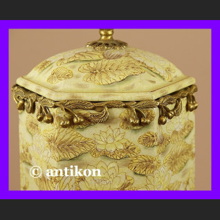 Wspaniała duża herbatnica secesja z brązem Wspaniała duża herbatnica secesja z brązem