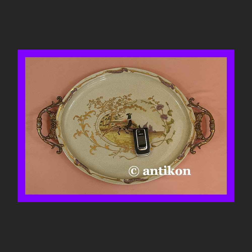 Cudowna barokowa taca z bażantami