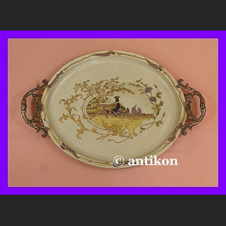 Cudowna barokowa taca z bażantami
