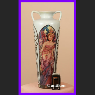 Secesyjny duży wazon z pięknymi wzorami A. Mucha