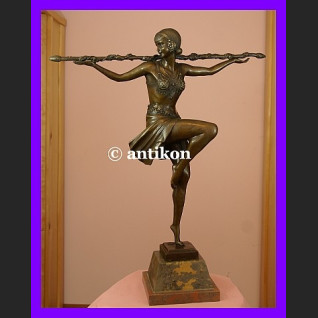 Prześliczna tancerka duża rzeźba Art Deco brąz