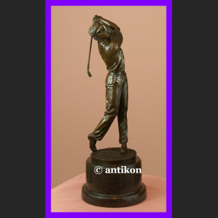 Golfista golf piękna duża rzeźba sygnowany brąz Golfista golf piękna duża rzeźba sygnowany brąz