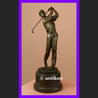 Golfista golf piękna duża rzeźba sygnowany brąz Golfista golf piękna duża rzeźba sygnowany brąz