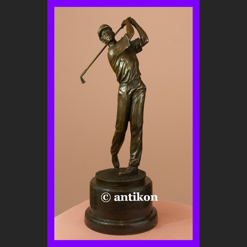 Golfista golf piękna duża rzeźba sygnowany brąz Golfista golf piękna duża rzeźba sygnowany brąz