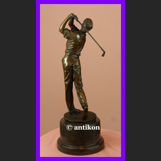Golfista golf piękna duża rzeźba sygnowany brąz Golfista golf piękna duża rzeźba sygnowany brąz