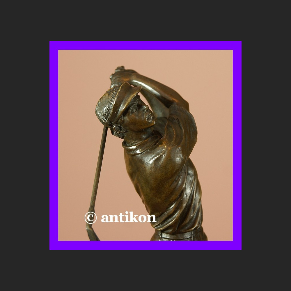 Golfista golf piękna duża rzeźba sygnowany brąz Golfista golf piękna duża rzeźba sygnowany brąz