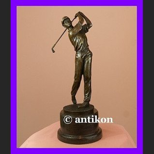 Golfista golf piękna duża rzeźba sygnowany brąz Golfista golf piękna duża rzeźba sygnowany brąz