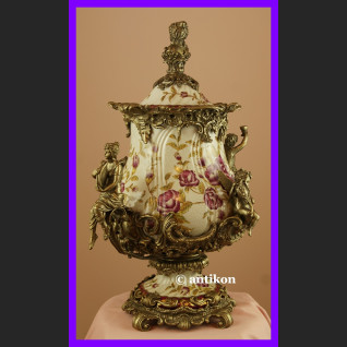 Waza z różami okuta w brąz królewska porcelana Waza z różami okuta w brąz królewska porcelana