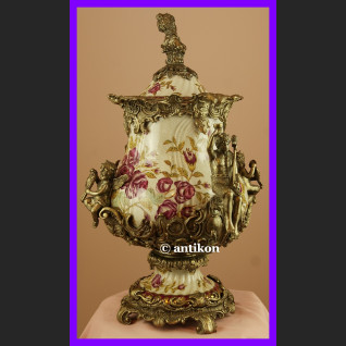Waza z różami okuta w brąz królewska porcelana Waza z różami okuta w brąz królewska porcelana