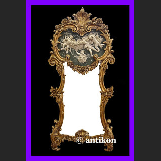 Stylowe lustro wysokie duże ze wspaniałym reliefem pałacowa złocona rama 