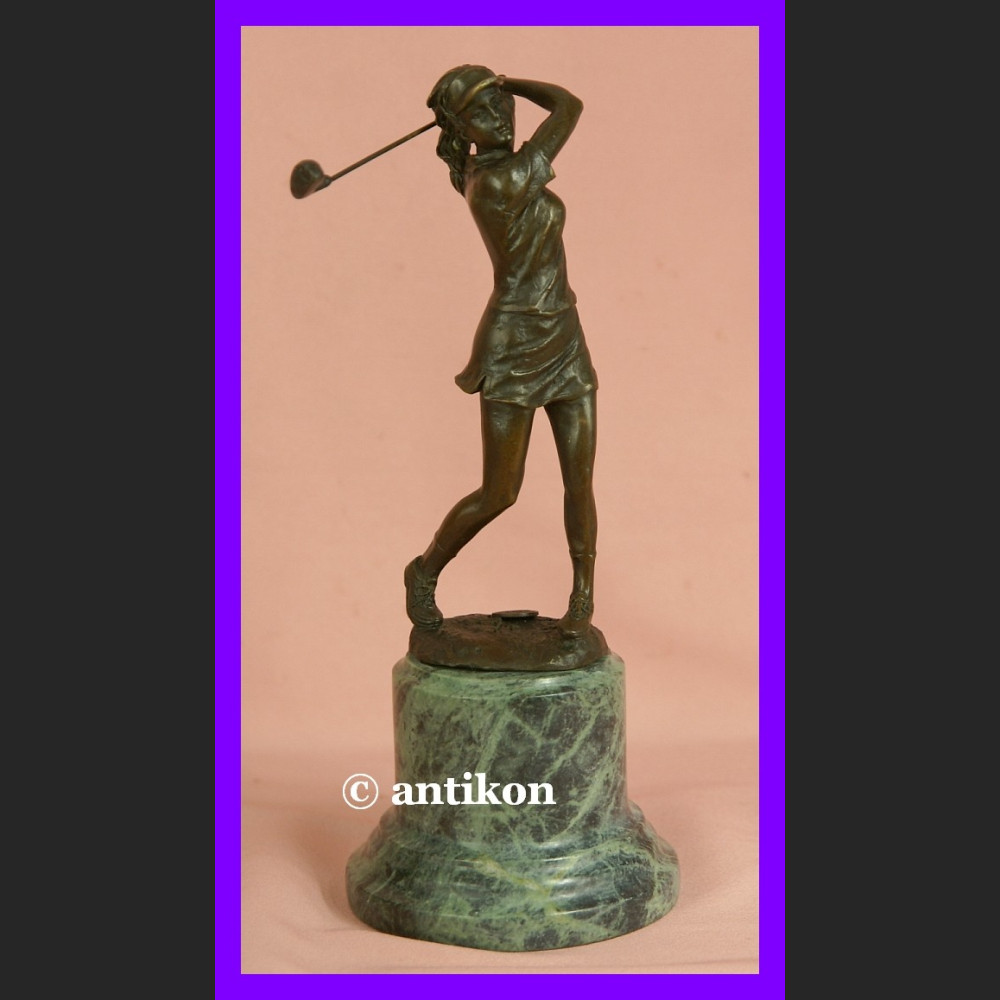 Golfistka wspaniała sygnowana rzeźba z brązu