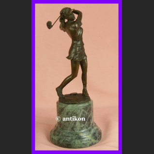 Golfistka wspaniała sygnowana rzeźba z brązu Golfistka wspaniała sygnowana rzeźba z brązu