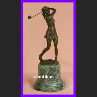 Golfistka wspaniała sygnowana rzeźba z brązu Golfistka wspaniała sygnowana rzeźba z brązu