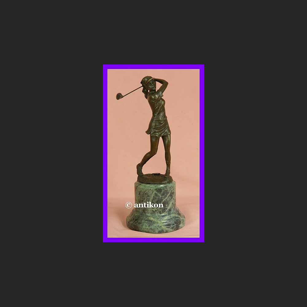 Golfistka wspaniała sygnowana rzeźba z brązu Golfistka wspaniała sygnowana rzeźba z brązu