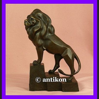 Lew rzeźba nowoczesna z brązu dostojny prezent 