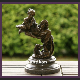 NIESAMOWITY BRĄZ SECESJA DZIEWCZYNA Z LUSTERKIEM