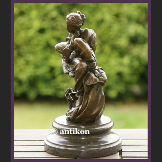 NIESAMOWITY BRĄZ SECESJA DZIEWCZYNA Z LUSTERKIEM