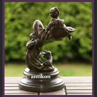 NIESAMOWITY BRĄZ SECESJA DZIEWCZYNA Z LUSTERKIEM