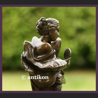 NIESAMOWITY BRĄZ SECESJA DZIEWCZYNA Z LUSTERKIEM