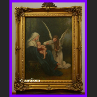 Madonna i Dzieciątko świetny duży obraz złota rama