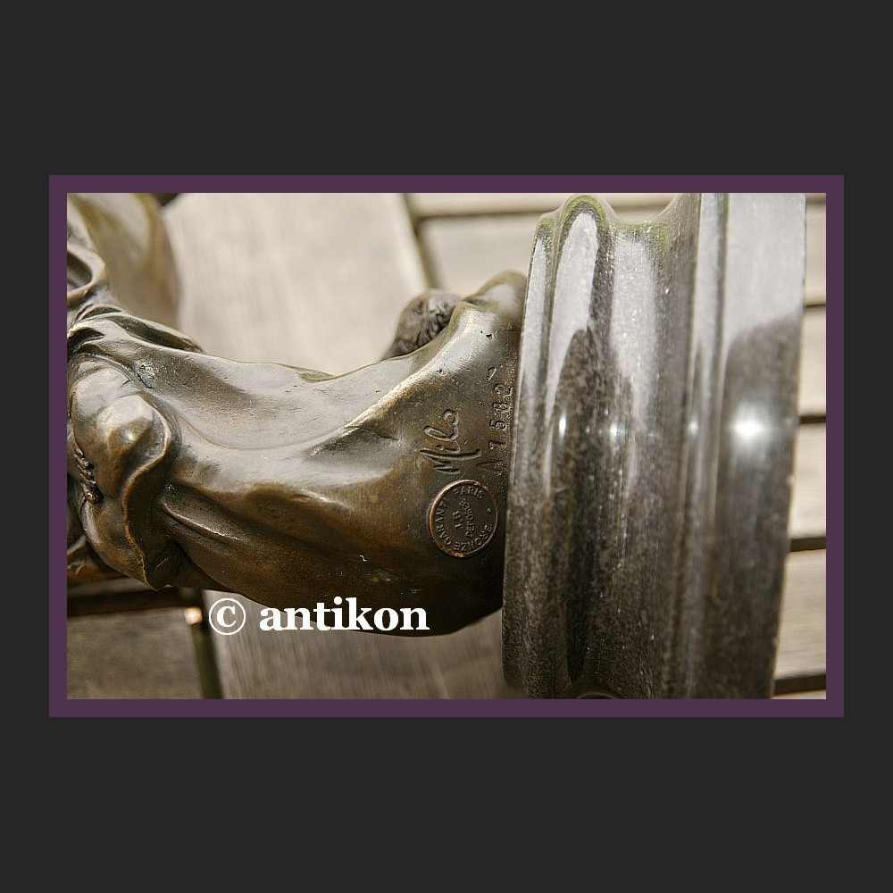 NIESAMOWITY BRĄZ SECESJA DZIEWCZYNA Z LUSTERKIEM