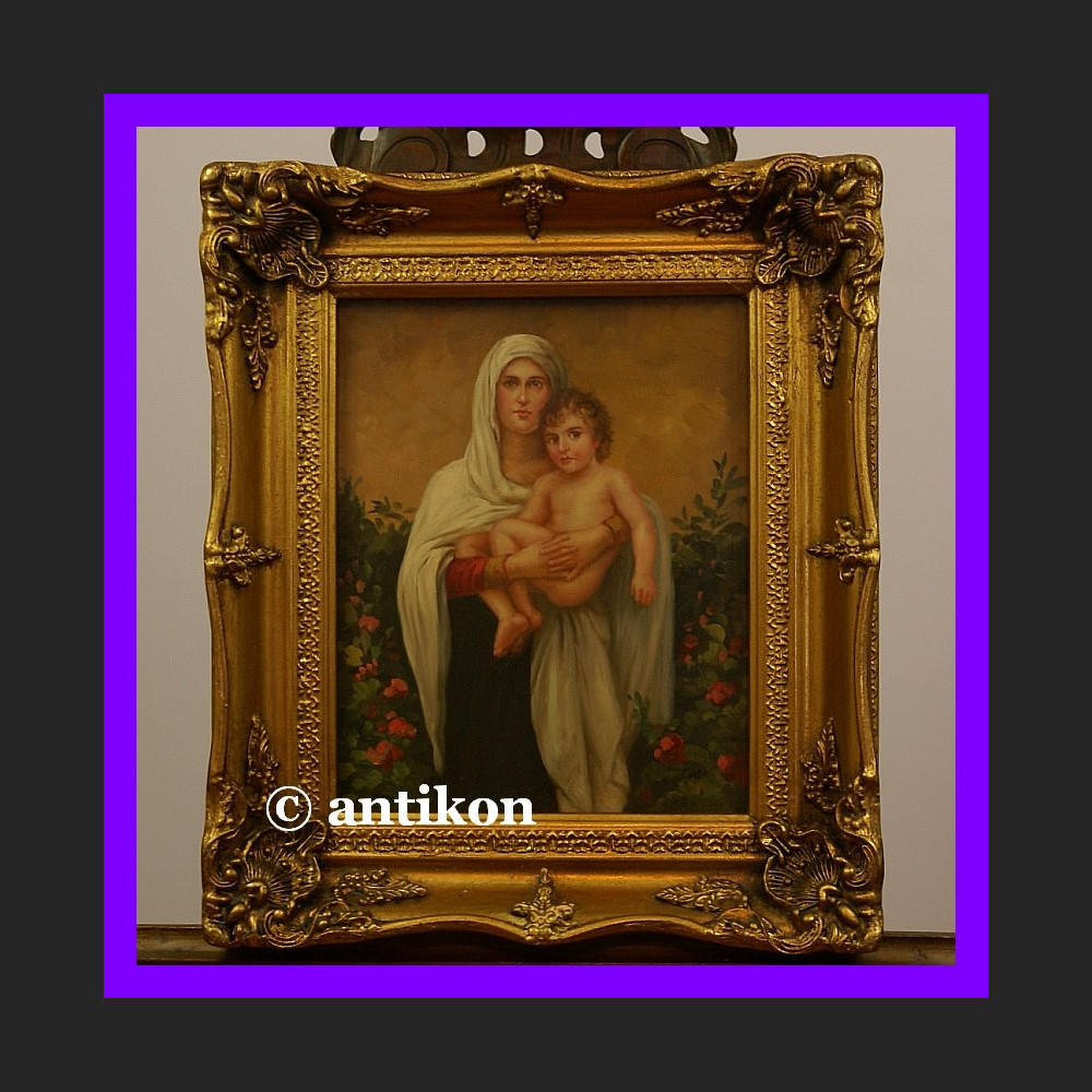 Obraz religijny  w złotej ramie Madonna z Jezusem śliczny 