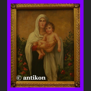 Obraz religijny  w złotej ramie Madonna z Jezusem śliczny 