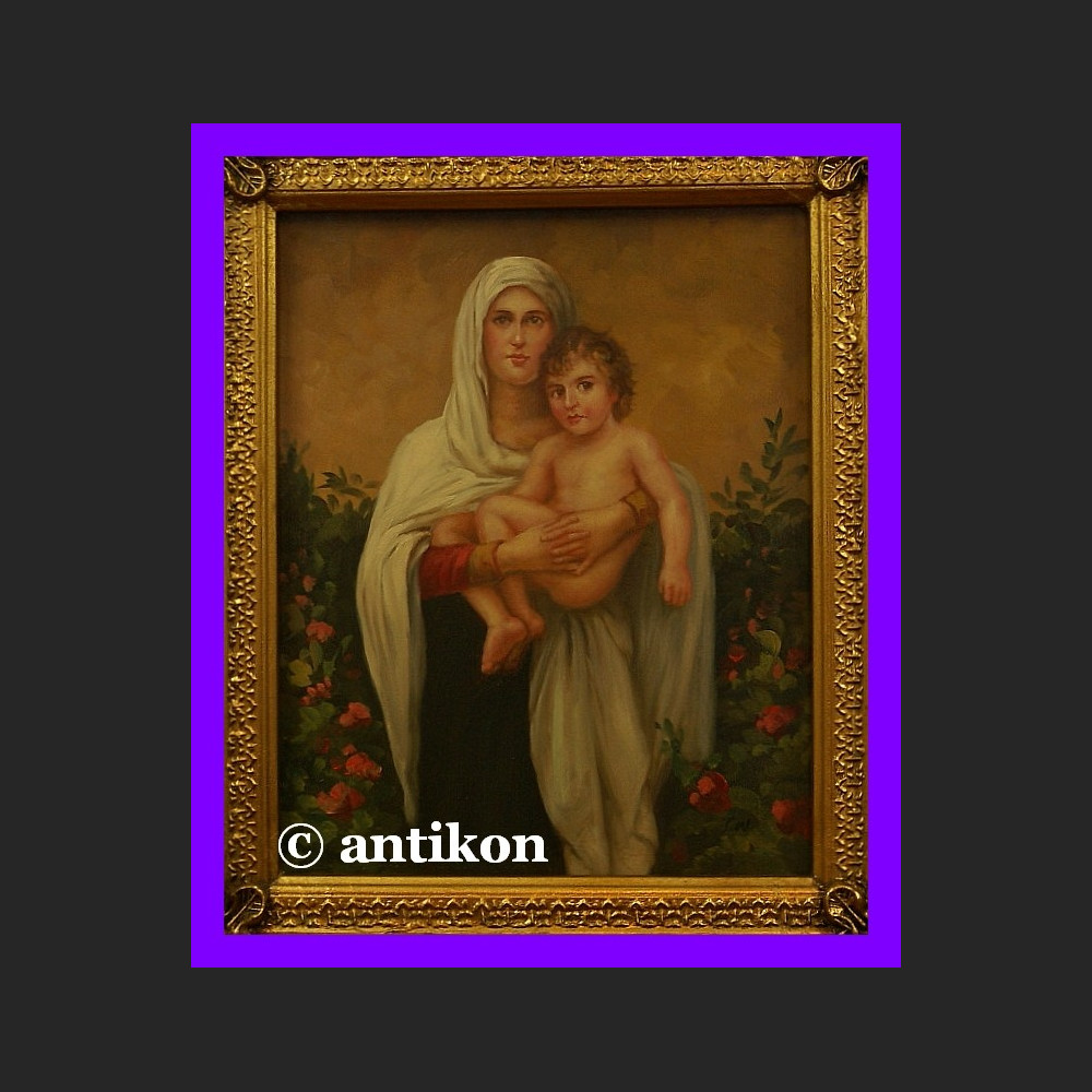 Obraz religijny  w złotej ramie Madonna z Jezusem śliczny 
