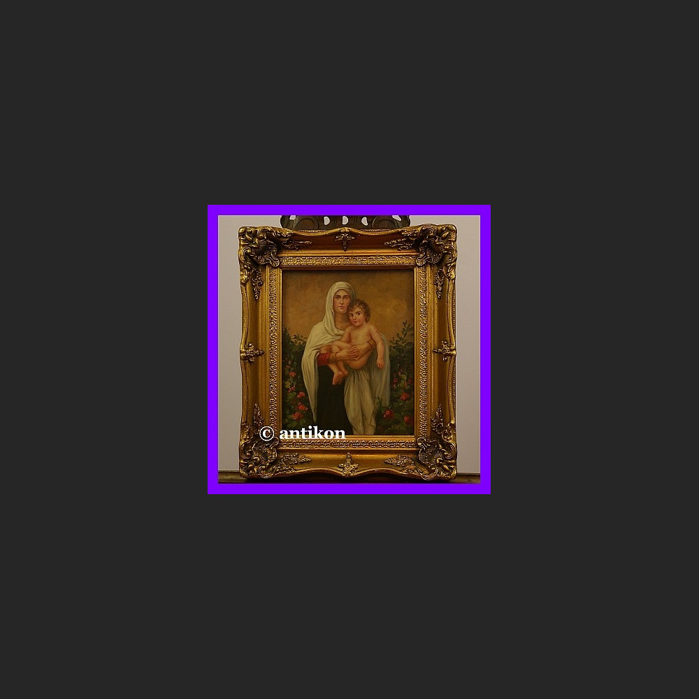 Obraz religijny  w złotej ramie Madonna z Jezusem śliczny 