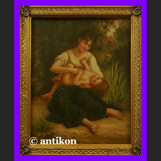 Obraz olejny Macierzyństwo prześliczny olej na desce  Obraz olejny Macierzyństwo prześliczny olej na desce