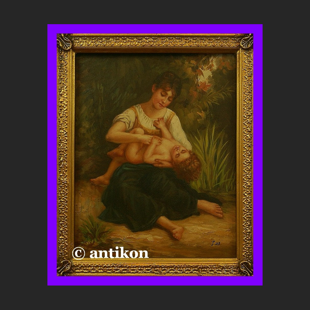 Obraz olejny Macierzyństwo prześliczny olej na desce  Obraz olejny Macierzyństwo prześliczny olej na desce