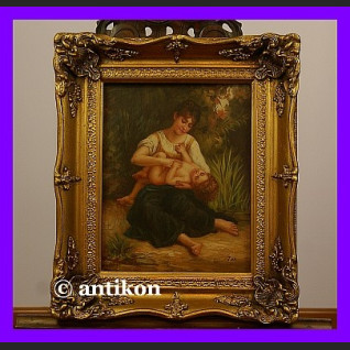 Obraz olejny Macierzyństwo prześliczny olej na desce  Obraz olejny Macierzyństwo prześliczny olej na desce