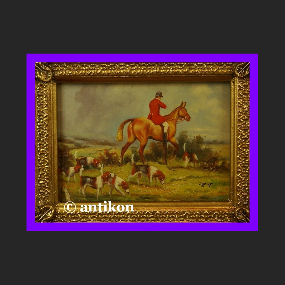 Polowanie klasyczny obraz złocona rama