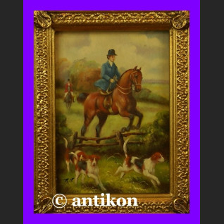 Amazonka na koniu wspaniały obraz złocona rama