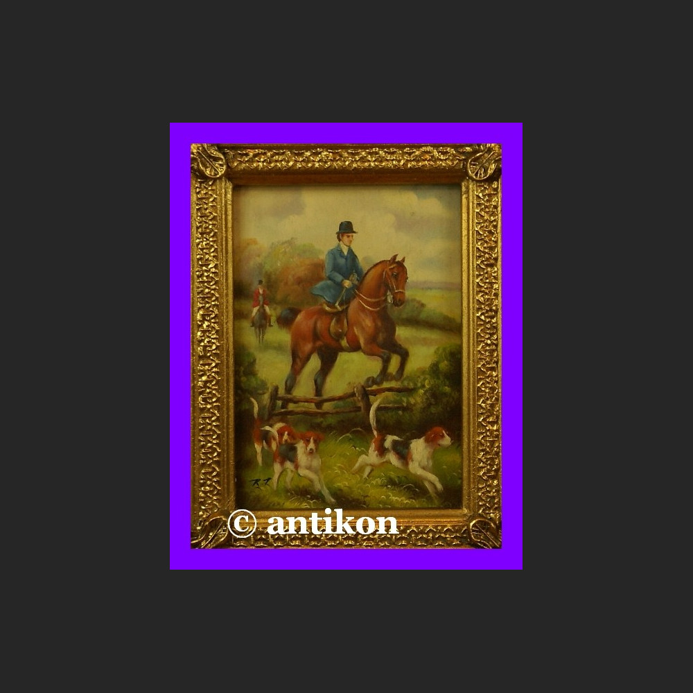 Amazonka na koniu wspaniały obraz złocona rama