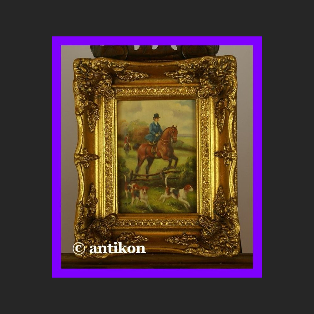 Amazonka na koniu wspaniały obraz złocona rama