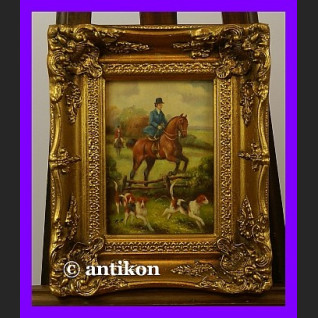 Amazonka na koniu wspaniały obraz złocona rama