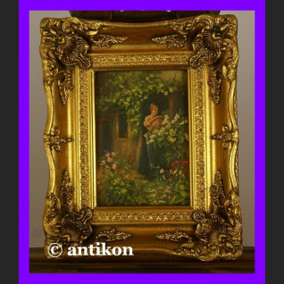 Obraz olejny w bogatej ramie Alicja w ogrodzie Obraz olejny w bogatej ramie Alicja w ogrodzie