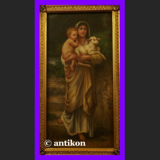 Madonna z Jezusem i jagnięciem obraz 