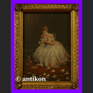 Baletnica z kwiatami przepiękny obraz złocona rama Baletnica z kwiatami przepiękny obraz złocona rama