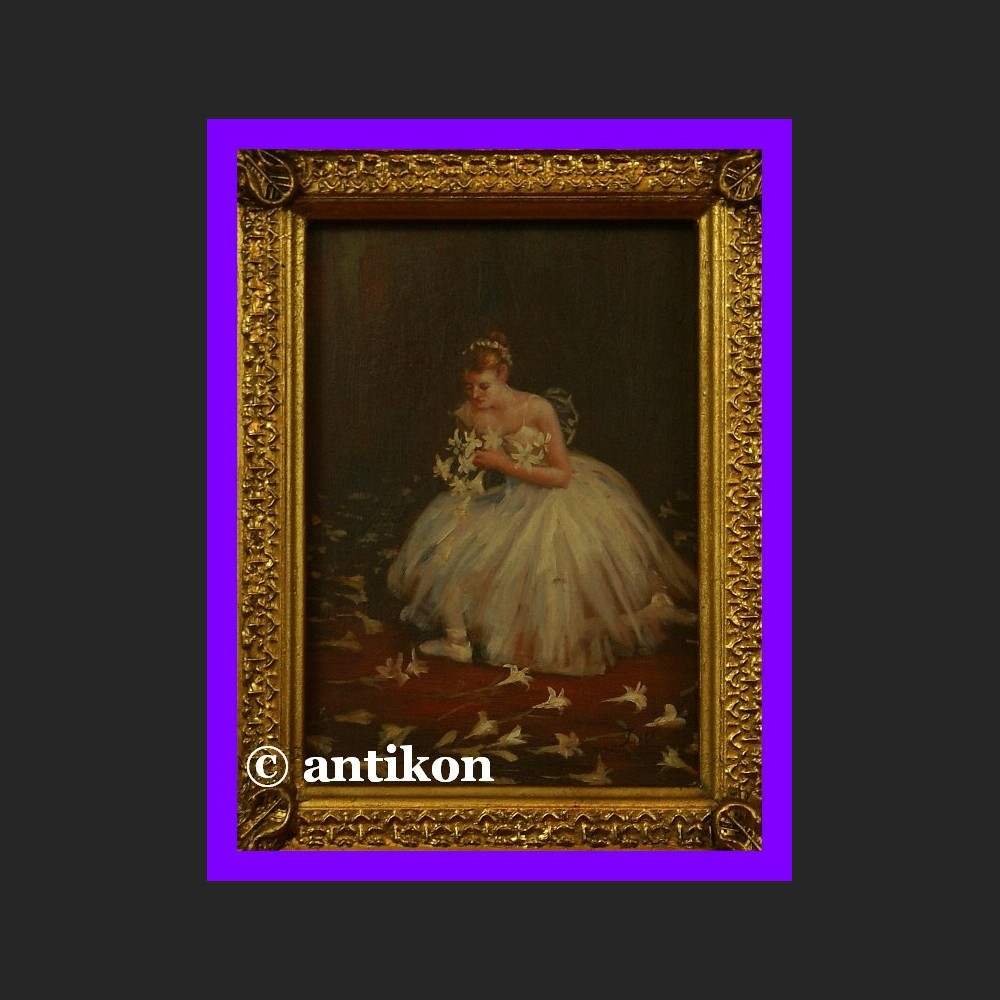 Baletnica z kwiatami przepiękny obraz złocona rama Baletnica z kwiatami przepiękny obraz złocona rama