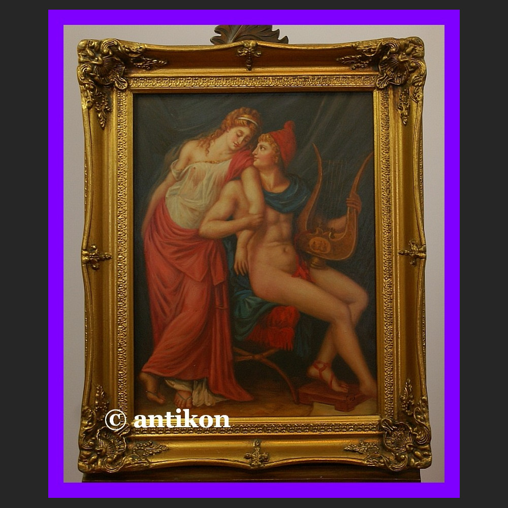 Apollo i muza piękny duży obraz w złoconej ramie
