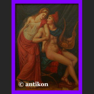 Obraz olejny Apollo i muza piękny  w złoconej ramie 