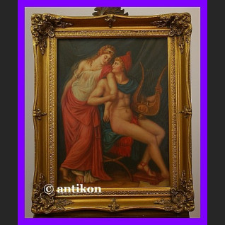 Obraz olejny Apollo i muza piękny  w złoconej ramie 